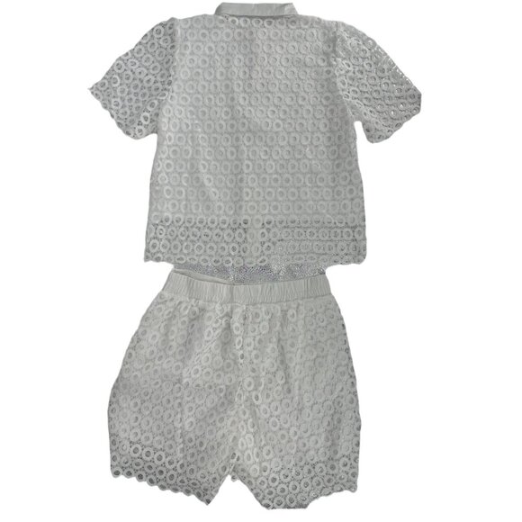 🐚 NWT White Eyelet Crochet 2-Piece Matching Set Resort Outfit L 🐚 - Picture 7 of 13